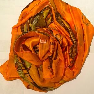 Hermes style satin scarf